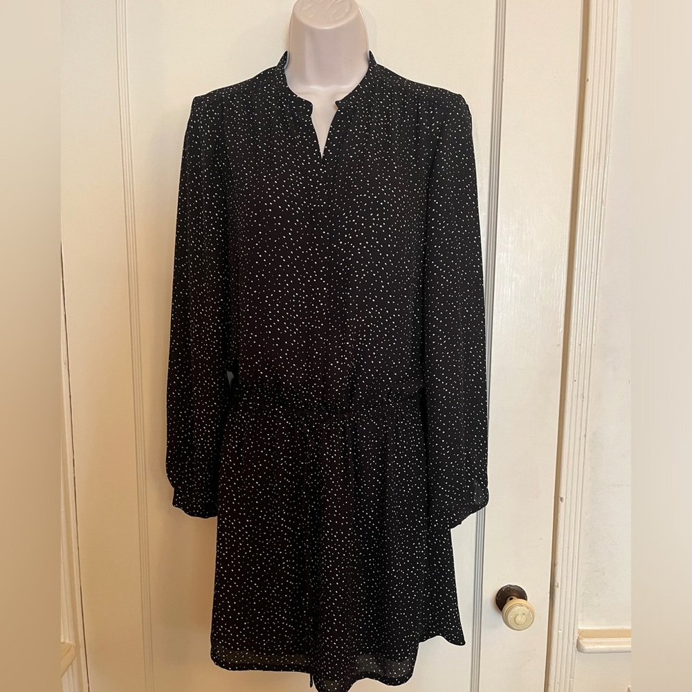 Hilary Radley Black and White Speckled Dress